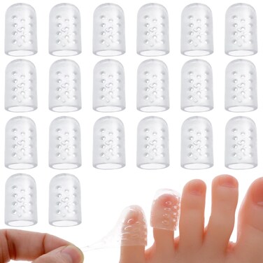 Silicone Toe Protectors, Mabor 20 Pcs Gel Toe Protectors Breathable Little Toe Covers for Men and Women, Toe Sleeves for Ingrown Toenails, Corns, Calluses, Blisters and Pain Relief