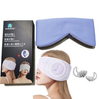 Silk Eye Sleep Mask for Sleeping Women Men, Blackout Blindfold Eye Mask+soundproof Earplugs, Rest Like A Deaf or Blind Person, Cooling Eye Satin Mask for Travel Night Best Sleep Mask (Purple)