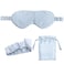 Silk Eye Sleeping Mask, Travel Mask, Eye Covers for Sleeping, Organic sleep mask, Real Adjustable Band, and Luxury Travel Bag (Blue)
