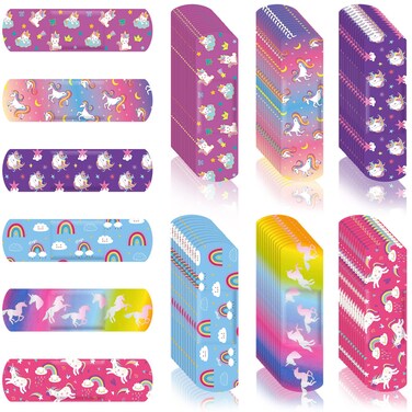 Sinmoe 6 Styles Kids Bandages Cute Cartoon Unicorn Bandages for Girls Kawaii Variety Pack Comfortable Flexible Protection Care for Cuts Scrapes Wounds(120 Pcs)