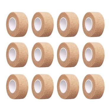 Skin Colour 1 Inch Wide Elastic Self- Adhesive Bandage Finger Tape,Wrap Bandages, for Wrist and Ankle Sprains &amp; Swelling-12pcs