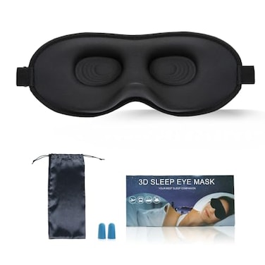 Sleep Eye Mask for Women Men Side Sleepers, Zero Eye Pressure 3D Contoured Sleeping Mask, 99.9% Light Blocking Night Blindfold, Soft Eye Shade Cover for Travel, Naps, Meditation, Black