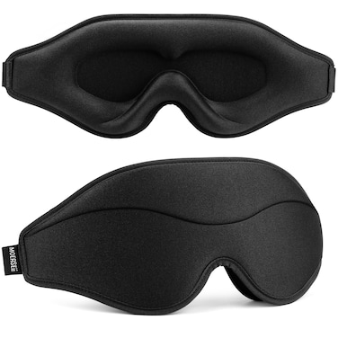Sleep Mask - Total Blackout 3D Sleeping Mask, Super Lightweight &amp; Silky Soft Eye Mask for Sleeping, Fully Adjustable Fit for Home, Office, Traveling, Meditation, Yoga, Black