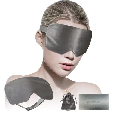 Sleep Mask 100% Mulberry Silk with Adjustable Strap, Eye Mask for Women Men,Silk Eye Sleeping Mask for Sleeping Travel Nap with Travel Bag, Gift Package (Smoky Gray)