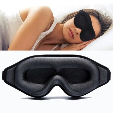 Sleep Mask for Side Sleeper, Eye Mask for Men Women,100% Light Blocking 3D Sleeping Eye Mask, Soft Breathable Eye Cover for Women Men, Relaxing Zero Pressure Night Blindfold, Black