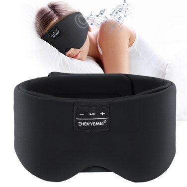 Sleep Mask with Bluetooth Headphones, Blackout Sleep Headphones for Side Sleepers, Ultra-Thin Bluetooth 5.4 Stereo Speaker Eye Mask for Travel, Meditation, Cool Gadgets (Black)