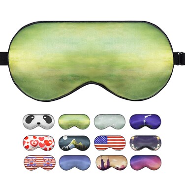 Sleep Mask,Silk Eye Mask for Sleeping,Eye Sleep Shade Cover for Women&amp;Men with Adjustable Straps,Light Blocking Night Blindfold,Travel Eye Mask, Green