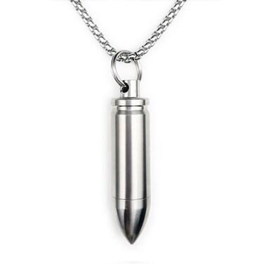 Small Pill Box Titanium Pill Fob Necklace Bullet Nitro Mini Waterproof Pill Holder Lightweight Survival Case Keychain Pill Bottle for Men &amp; Women Stocking Stuffers Christmas Gifts