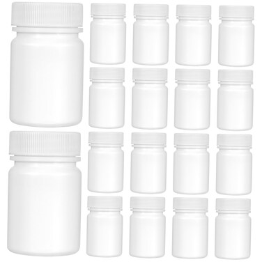 Small Pill Containers 20pcs 50ml Empty Plastic Pill Bottles Small Medicine Bottles with Caps Portable Solid Storage Container for Home Travel Pill Sample Bottles