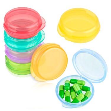 Small Pill Organizer Box, 7 PCS Travel Pill Cases Portable Pill Container Daily Mini Pill Case Holder for Pocket Purse Briefcase Pills Medicine Cod Liver Oil Storage Box Earplug Case