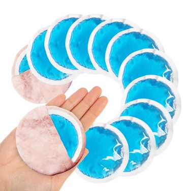 Small Round Ice Packs for Injuries, 12 Pack Soft Cosmetic Ice Packs for Face, Reusable Hot Cold Gel Pack Circular Cold Compress with 2 Wrap for Pain Relief, Toothaches, Breast Surgery, Wisdom Teeth