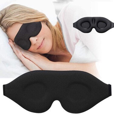 Smart A1 Store Sleep Mask for Women and Men, Eye Masks, 3D Contoured Cup Sleeping Mask and Blindfold, Full Light Blocking, Night Sleeping Mask, Zero Pressure Night Eye Cover Comfort, Black