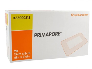 Smith &amp; Nephew 5466000318 Primapore Adhesive Wound Sterile Dressing 6" x 3-1/8" (200 Per Case)