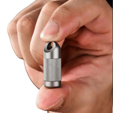 SN05 Small Titanium Portable Pill Case, Mini Pill Holder Keychain, Waterproof Pill Fob for Outdoor Travel Camping Only 0.53oz Weight