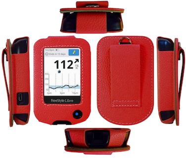 SNK Fitted Leather Case with Screen Protector for Freestyle Libre 2 &amp; 3, 14 Day (FLC-LBRD)