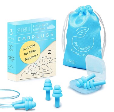 Soft Ear Plugs fot Sleeping Noise Reduction, Made of Silicone, Suitable for Sleeping &amp; Swimming, Soft Reusable Earplugs for Noise Reduction, Adjustable Size for Concerts &amp; Snoring (3 Pairs)