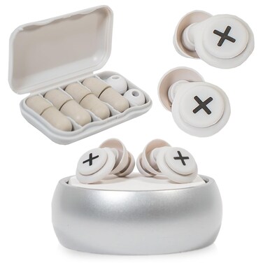 Soft Silicone Ear Plugs for Noise Cancelation, Sleeping, Hearing Protection 40dB, Sleep, Travel, Work, Study - 6 Reusable Ear Tips (Smoke Grey), Small