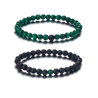 SOFTONES 6MM Lava Rock Aromatherapy Anxiety Essential Oil Diffuser Beads Bracelet for Women Men,Friendship Couples Gifts Natural Stone Bracelets
