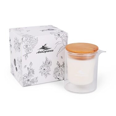 Soy Massage Oil Candle, 6.5oz Beautiful Double Layer Glass Low Temp Vanilla Candle, Body Massage Oil Candle for Home &amp; Spa, Intensive Skin Treatment Candle (Sage &amp;Sea Salt)