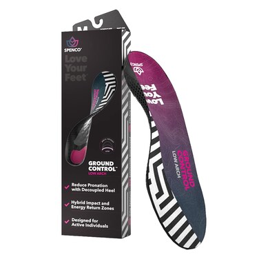 Spenco Ground Control Shoe Insoles for Women and Men, Low Arch, Women's 9-10 / Men's 8-9