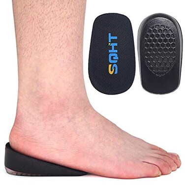 SQHT Height Increase Insoles - Heel Lift Inserts for Leg Length Discrepancies and Achilles Tendonitis, Heel Cups for Men and Women (Small (1.4" Height)) Black
