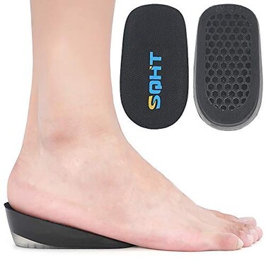 SQHT's Height Increase Insoles - Gel Shoe Heel Lift Inserts &amp; Pads, Achilles Tendon Cushion Cups for Men and Women (Large (1.4" Height)) Black