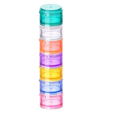 Stackable Pill Organizer, 7-Days Travel Pill Case, Pill Box for Pocket, Portable Medicine Vitamin Container Holder Rainbow