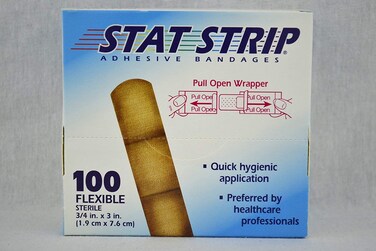 STAT STRIP ADHESIVE BANDAGES - Fabric, 3/4" x 3" - Model DER 15210 - Box of 100
