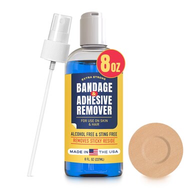 Sting-Free Adhesive Remover - Gentle &amp; Pain-Free Bandage &amp; Strong Adhesive Remover - Ideal for Sensitive Skin, Sports Tape, Dialysis Ports, Continuous Blood Glucose Monitoring &amp; Colostomy Bag Care