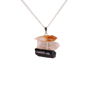 STONEAGE Natural Stone Healing Pendants for Women, Men - Spiritual Raw Crystal Necklaces - Amethyst, Citrine, Quartz, Rose Quartz, Black Tourmaline, Kyanite, Selenite Stones