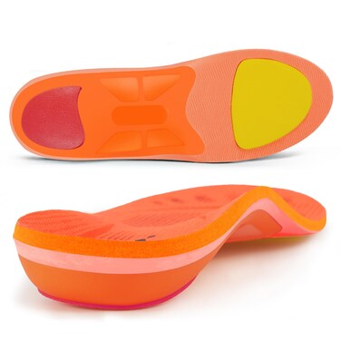 STSVZORR High Arch Support Insert Plantar Fasciitis Flat Foot Orthopedic Pain Relief Insole Men Women Standing All Day,Size US-10,length-29cm,Bright Orange