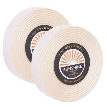 Sunshine 1522 3M Wig Tape Roll (2 Pack) 1" x 12 yds, Double Sided Toupee Adhesive Tape Roll - Made in USA (1522)