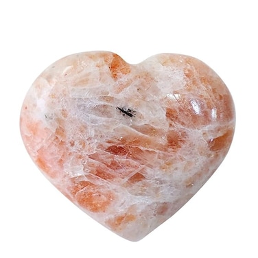 Sunstone Crystal 1 Inch Mini Heart Puff Stone - Pocket Massage Worry Stone for Natural Body Chakra Balancing, Reiki Healing and Crystal Grid
