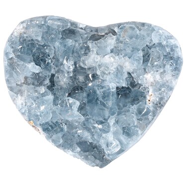 SUNYIK 2.3x2.5x1.5(320-450g) Natural Raw Celestite Crystal Cluster Geode, Irregular Blue Celestite Raw Crystal Mineral Specimens for Reiki Healing Home Office Desktop Decoration, Heart