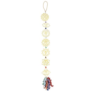 SUNYIK 7 Chakra Healing Crystal Hanging Ornament Tumbles Stone Tassel Decor for Home Kitchen Reiki Meditation Decoration for Wealth and Good Luck