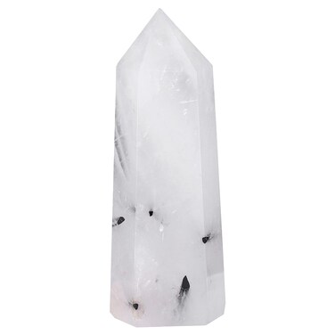 SUNYIK Black Rutiled Quartz Self Standing 6 Facet Single Point Figurine Sphere, 2"-3.5