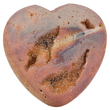SUNYIK Carved Gemstone Puffy Heart Pocket Stone, Titanium Coated Drusy Geode Quartz Agate Healing Crystal Chakra Reiki, Champagne, 1.5", Pack of 1