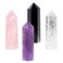 SUNYIK Gemstone Healing Crystal Points Wand, Single Terminated Wand Prism for Meditation, Amethyst Rose Quartz Rock Quartz Black Obsidian, Pack of 4