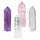 SUNYIK Gemstone Healing Crystal Points Wand, Single Terminated Wand Prism for Meditation, Rose Quartz Amethyst Rock Quartz, Pack of 4