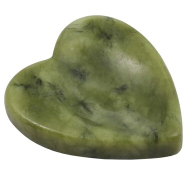 SUNYIK Handcarved Thumb Worry Stone, Polished Palm Pocket Stones Healing Crystals, Heart Shaped, Green Jade