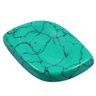 SUNYIK Handcarved Thumb Worry Stone, Polished Palm Pocket Stones Healing Crystals, Rhombus Green Howlite Turquoise