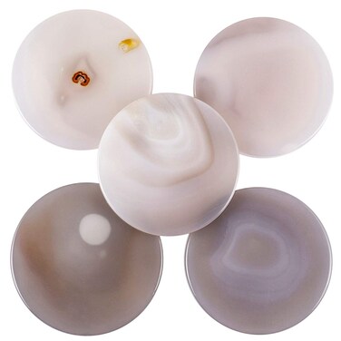 SUNYIK Natural Light Table Agate Slice Set, Round Polished Stone Geode Drusy Healing Crystal Slab Cards, Pack of 5, 1.7"-2.3" in Length