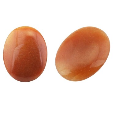 SUNYIK Oval Energy Stone, Polished Palm Pocket Worry Stones Healing Crystal, Red Aventurine 1.7", Pack of 2