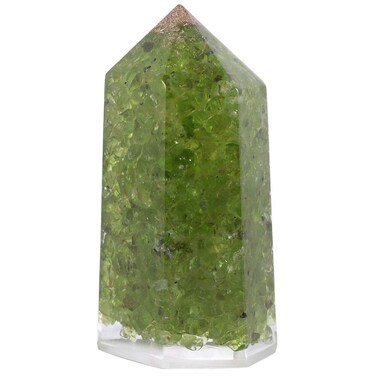 SUNYIK Resin Orgone Crystal Point Wand, Hexagonal Faceted Single Point Stone Wand for Healing Reiki Chakra Meditation 2", Peridot