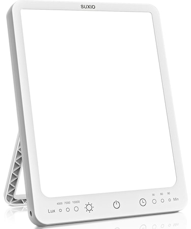 SUXIO Light Therapy Lamp - 10000 Lux Therapy Light, 3 Timing &amp; Mode Happy Lamp, Touch Control Daylight Lamps with Memory Function, Portable Light Therapy Box for Home/Office Use As Lift Mood