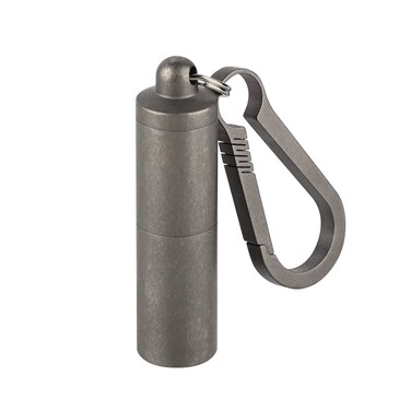 SW631 Titanium Portable Pill Case Keychain,Large Pill Holder Keychain ,2 Compartment Waterproof Pill Box for Outdoor Travel Camping(Include a Large Titanium Keychain Clip)