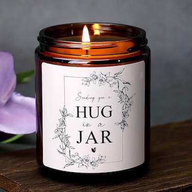 Sympathy Gifts for Loss of Loved One, Sympathy Gift Baskets, Thinking of You Gifts for Women, Bereavement Gift Ideas - Sending You a Hug Candle - Sympathy Cards Candle Condolence Get Well Soon