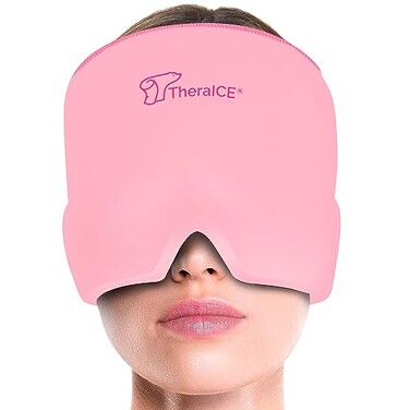 TheraICE Headache Relief Cap, Migraine Ice Pack Mask Products, Women Cooling Gel Hat, Face Cold Compress Head Wrap for Her Stress. Great Birthday Gift for Mom, Sister, Grandma, Girlfriend, &amp; Teacher