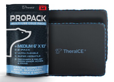 TheraICE PROpack Ice Pack for Injuries, Reusable Soft Multipurpose Cold Gel Ice Pack for Muscular Back Pain, Shoulder, Hip, Knee - Flexible Cold Compress Wrap for Minor Aches &amp; Pains - 6 x 10-2 Pack