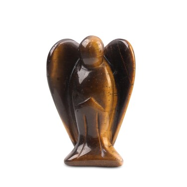 Tiger Eye Angel Crystals Healing Stones Spiritual Healing and Protection Guardian Statue Pocket Gemstone Decor Polished Peace Angel Figurine Meditation Love Gift for Women Men